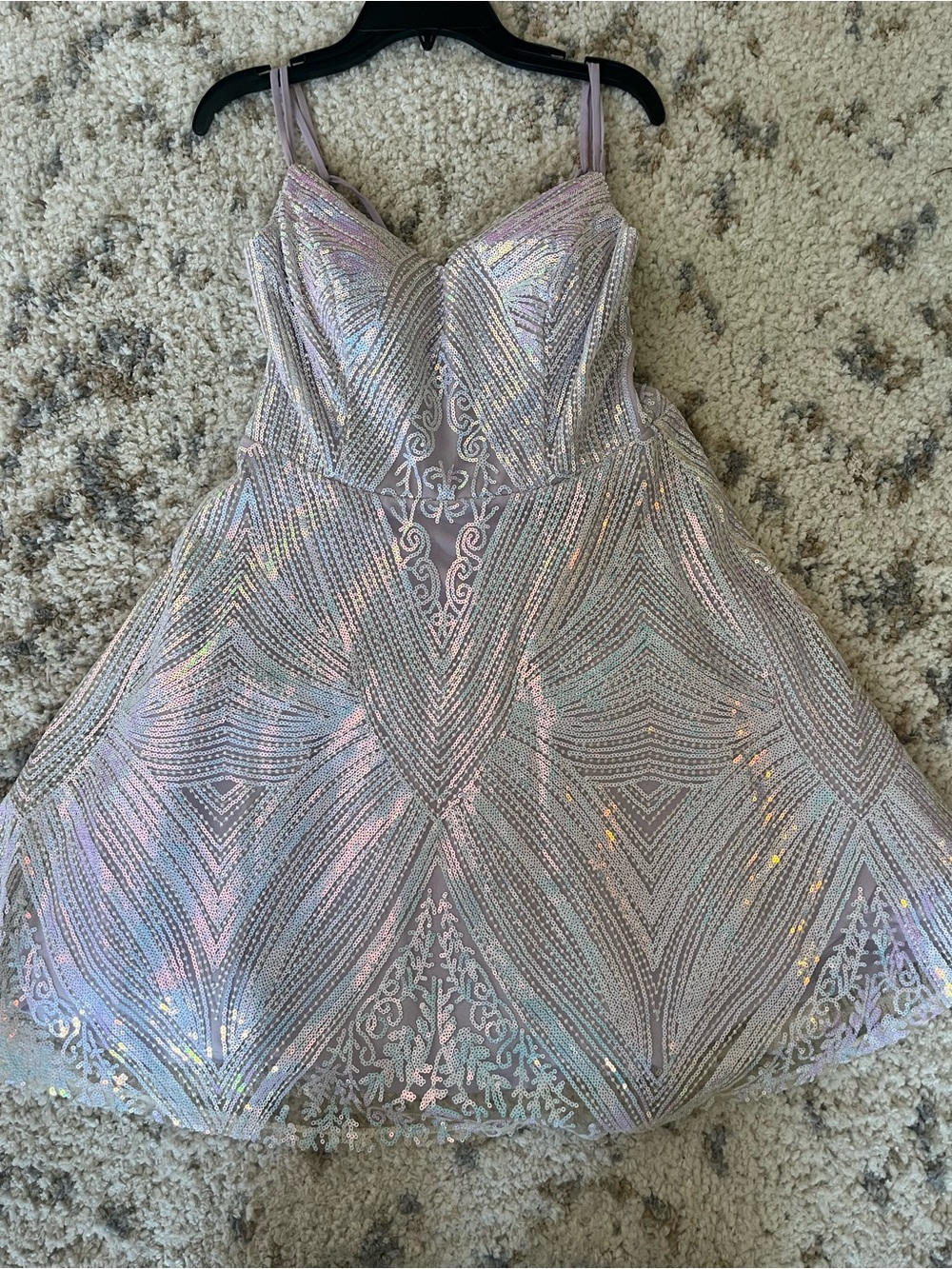 City Triangles Iridescent Lavender Sequin A-Line Slip Dress